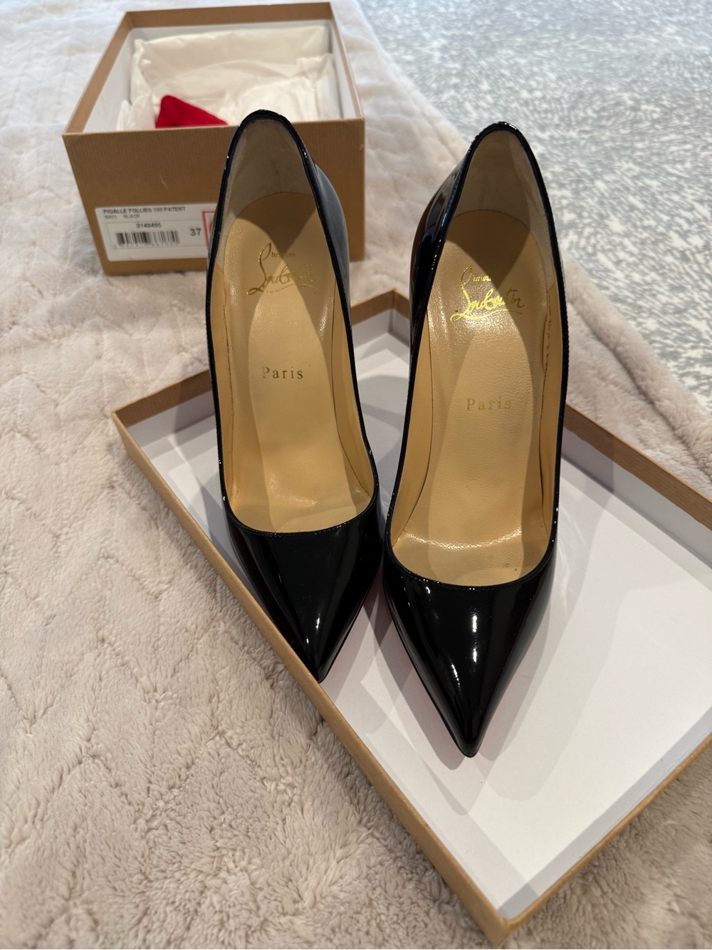 Christian Louboutin Black Patent Pointed Toe Stiletto Pumps